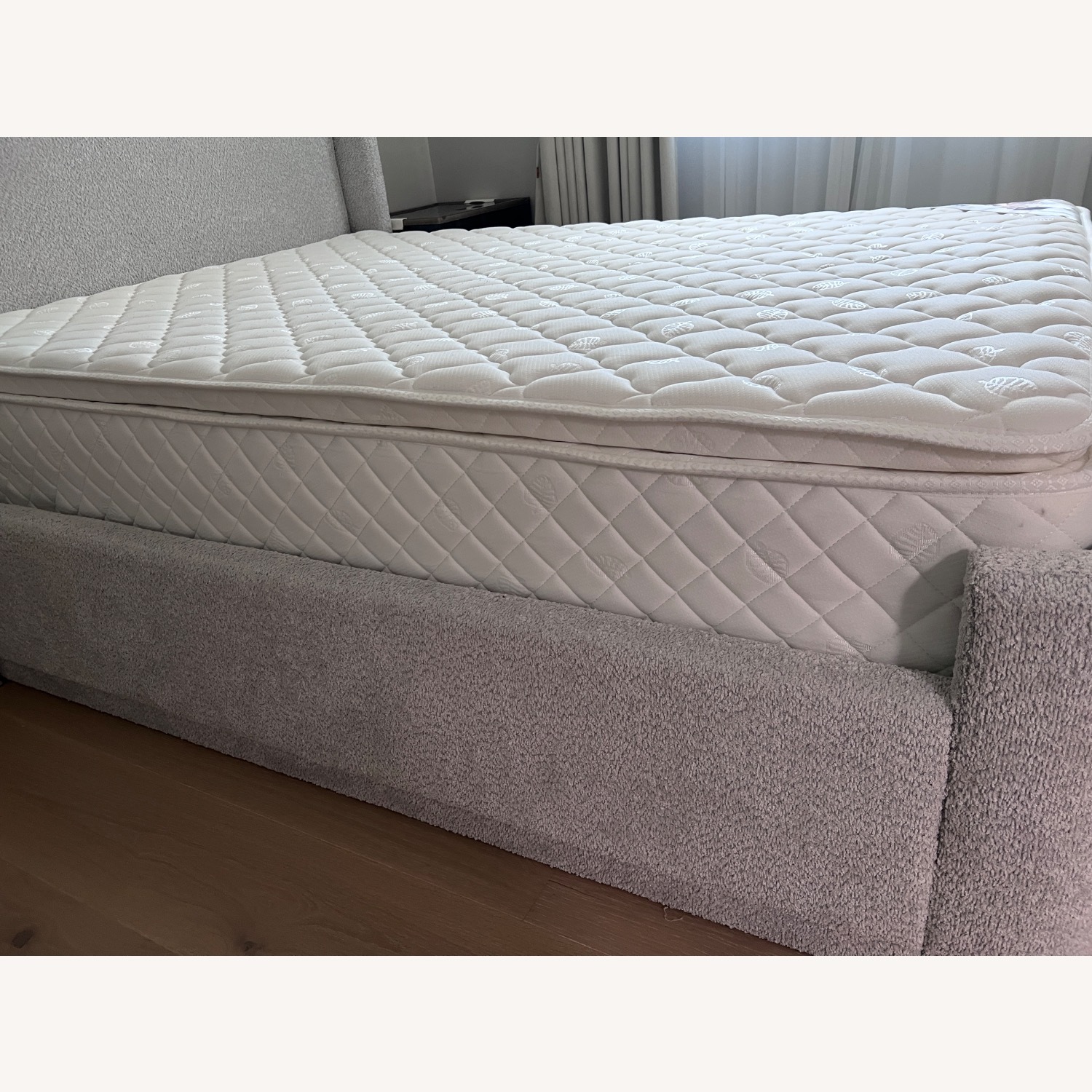 Light Gray Fabric Queen Bed - image-2