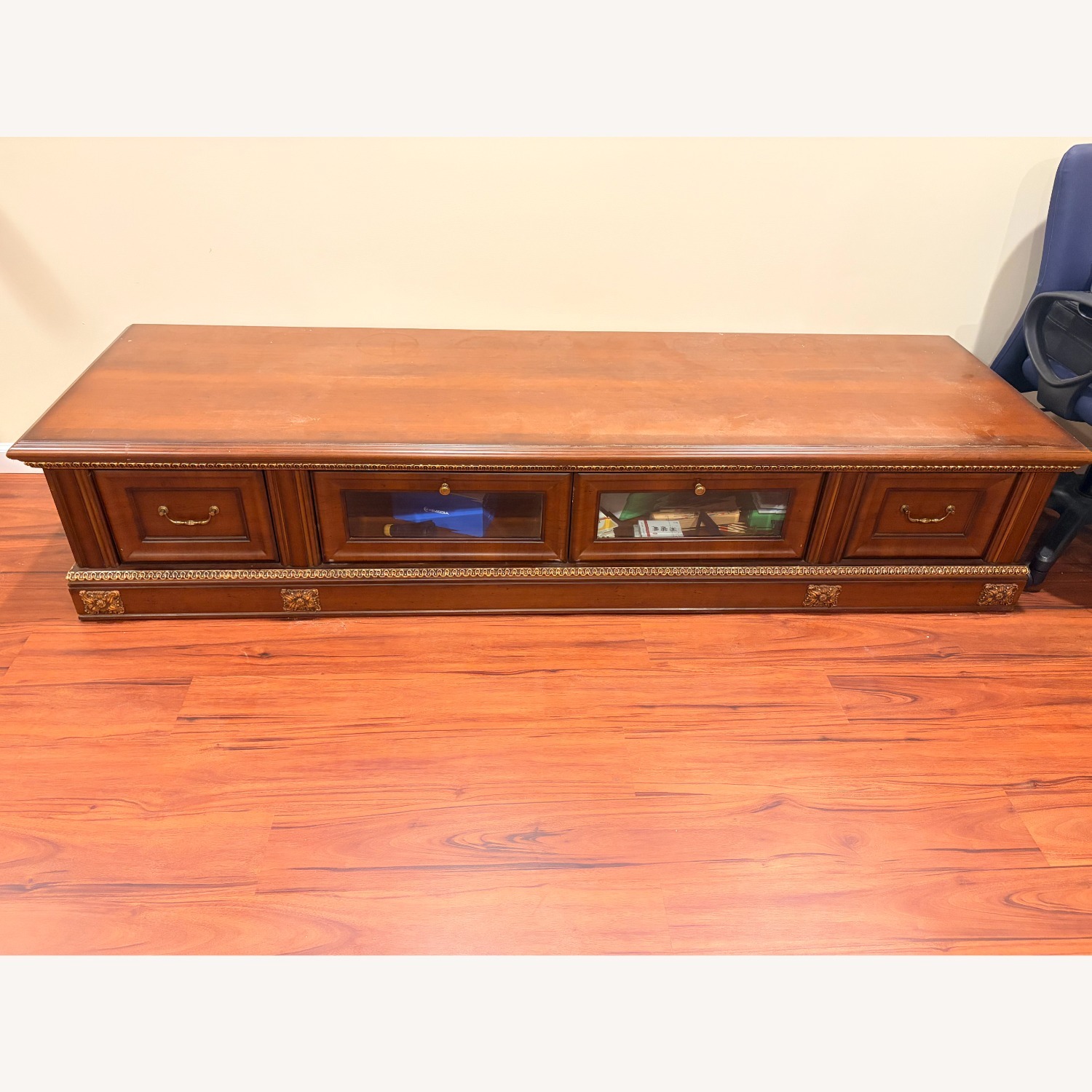 Dark Brown Wood Media Storage - image-1