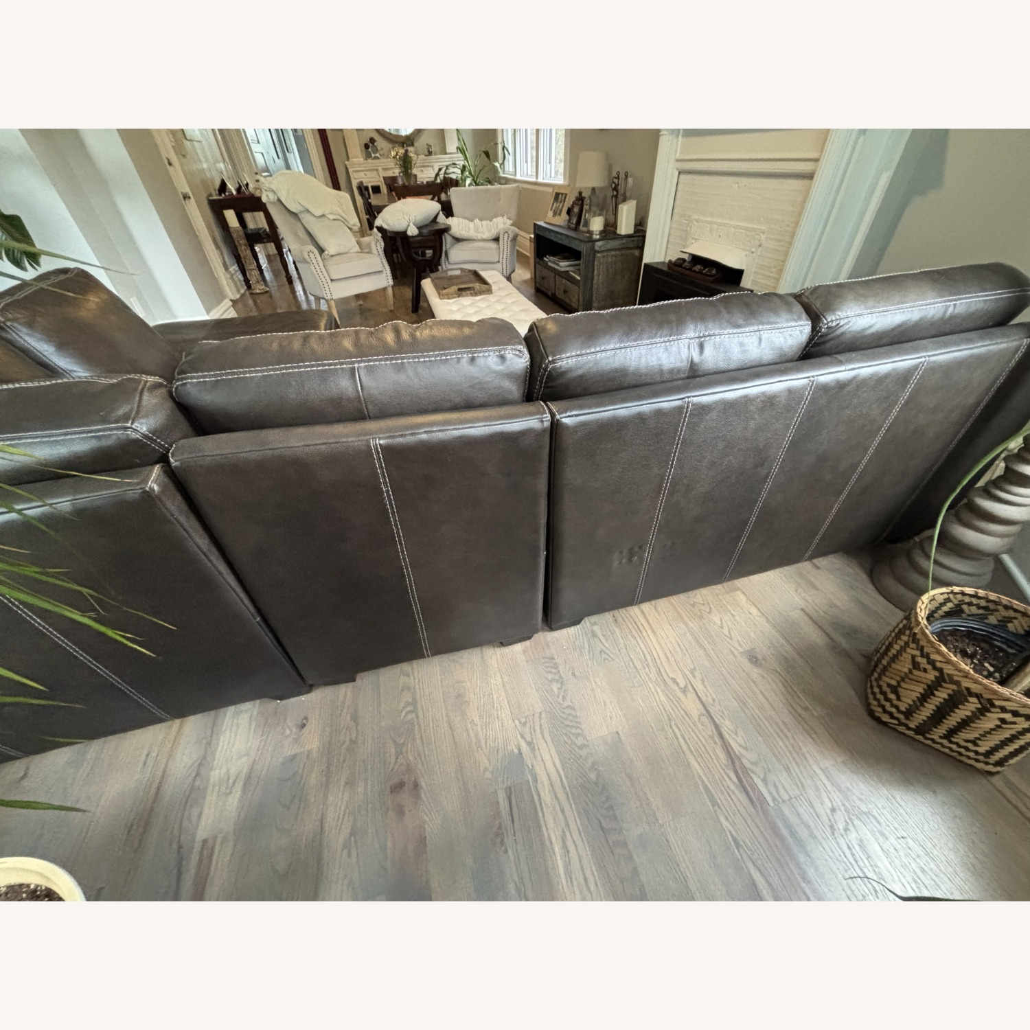 City Furniture Dark Brown Leather 4 Pc Sectional - image-7