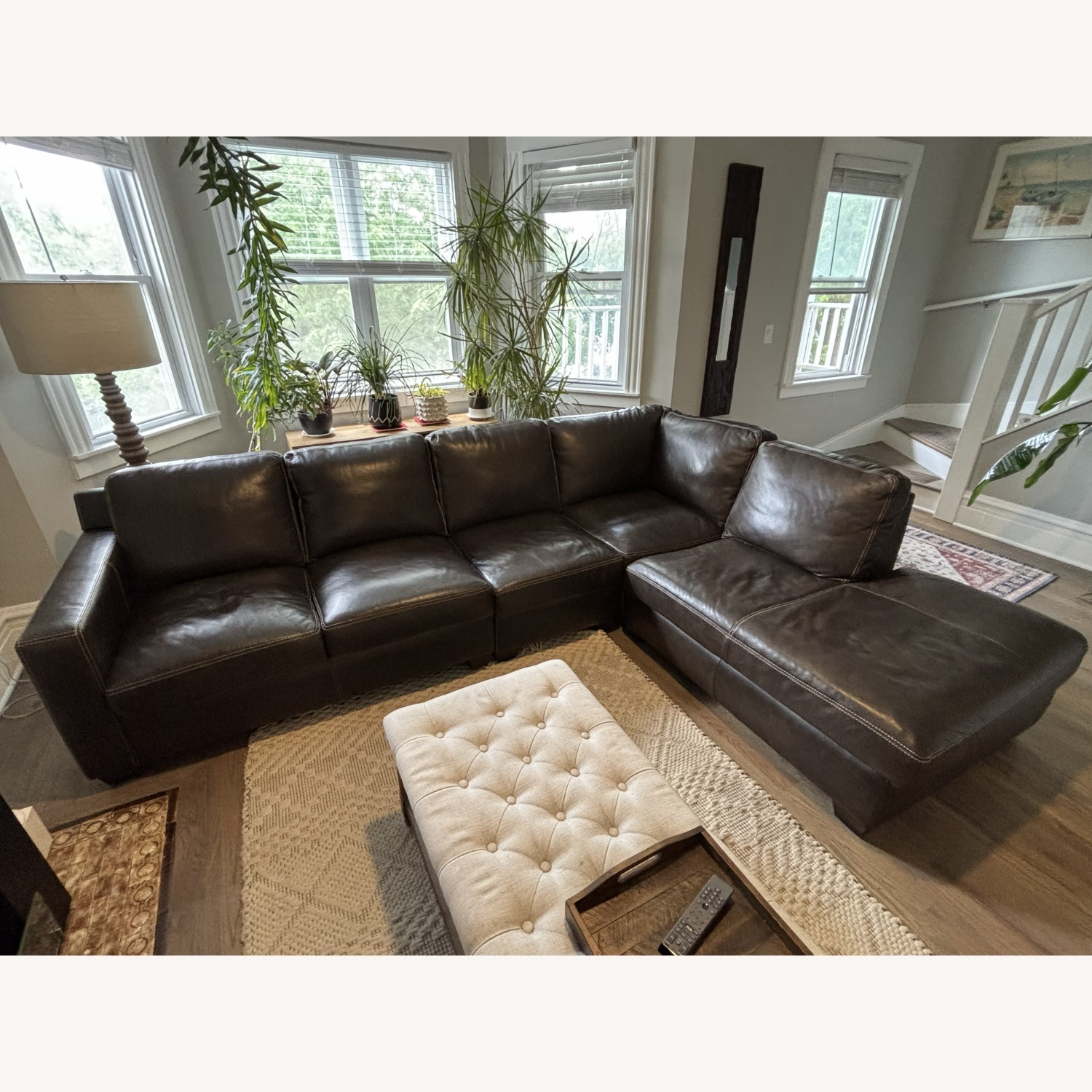 City Furniture Dark Brown Leather 4 Pc Sectional - image-2