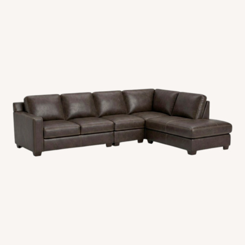 Used City Furniture Dark Brown Leather 4 Pc Sectional for sale on AptDeco