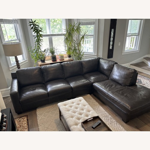 Used City Furniture Dark Brown Leather 4 Pc Sectional for sale on AptDeco