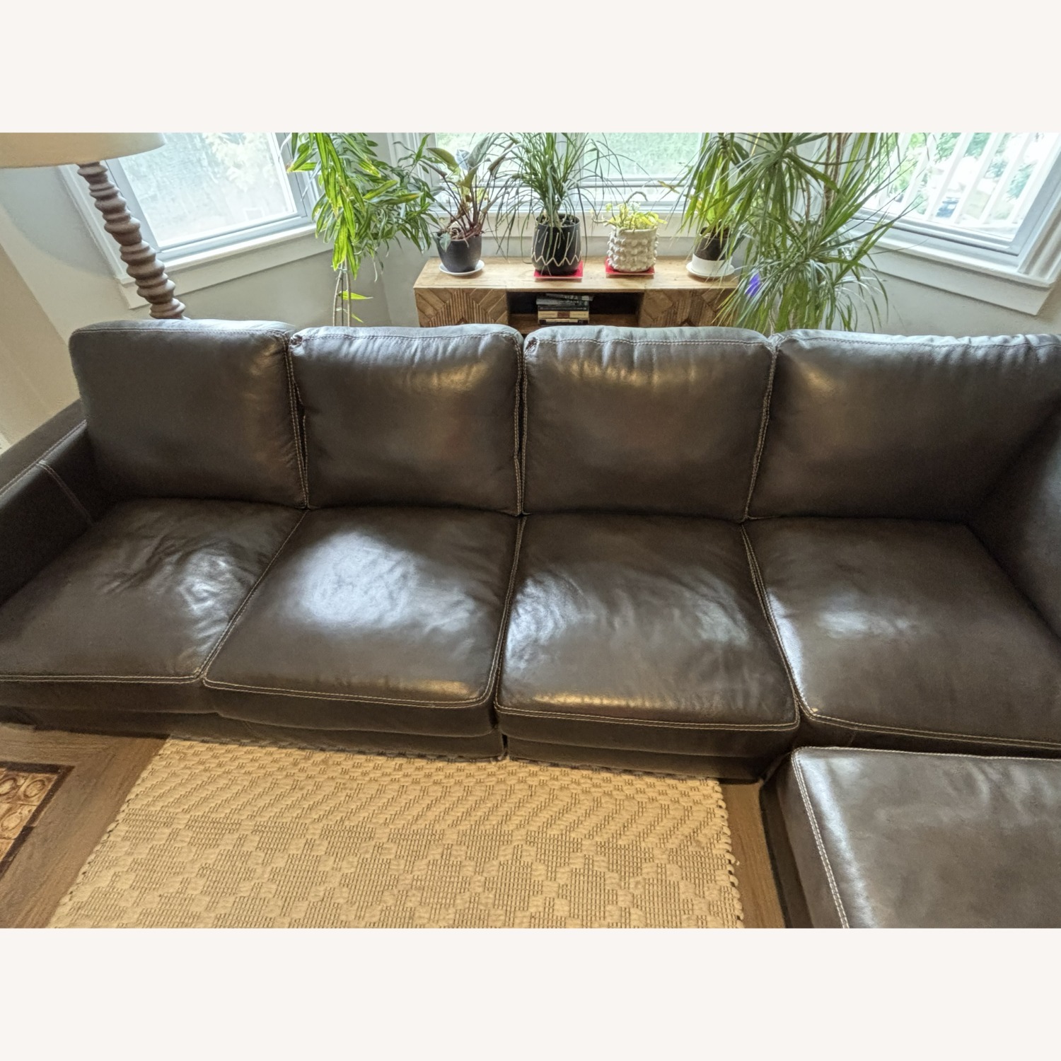 City Furniture Dark Brown Leather 4 Pc Sectional - image-6