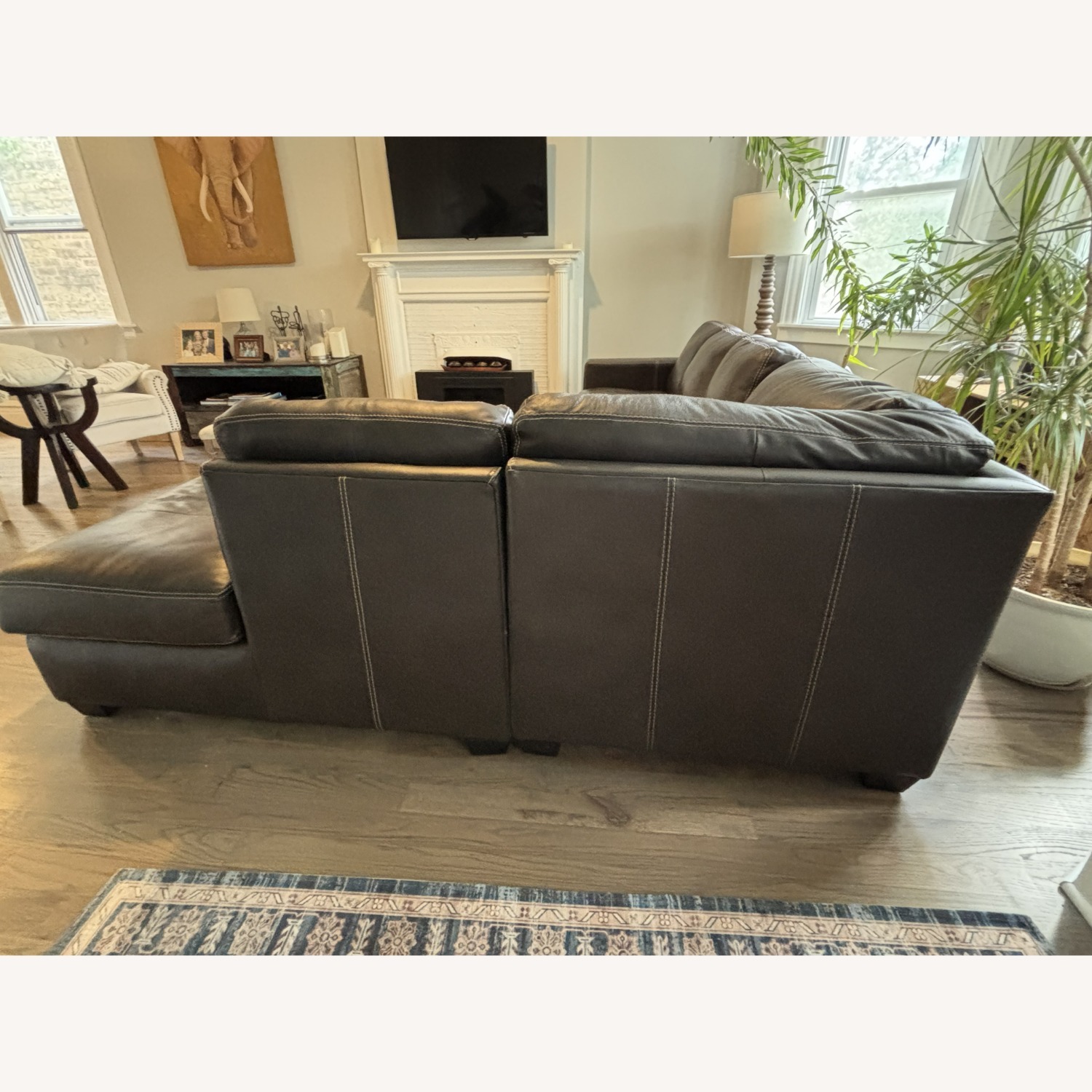 City Furniture Dark Brown Leather 4 Pc Sectional - image-4