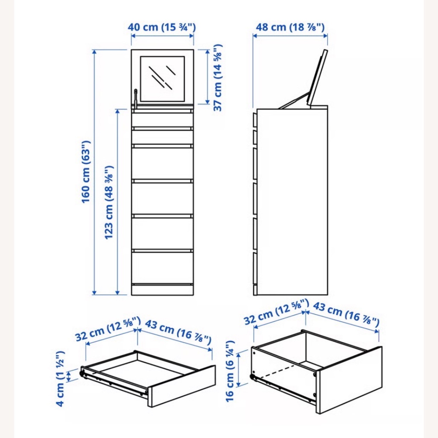 IKEA Malm Dresser W Vanity Mirror - image-5