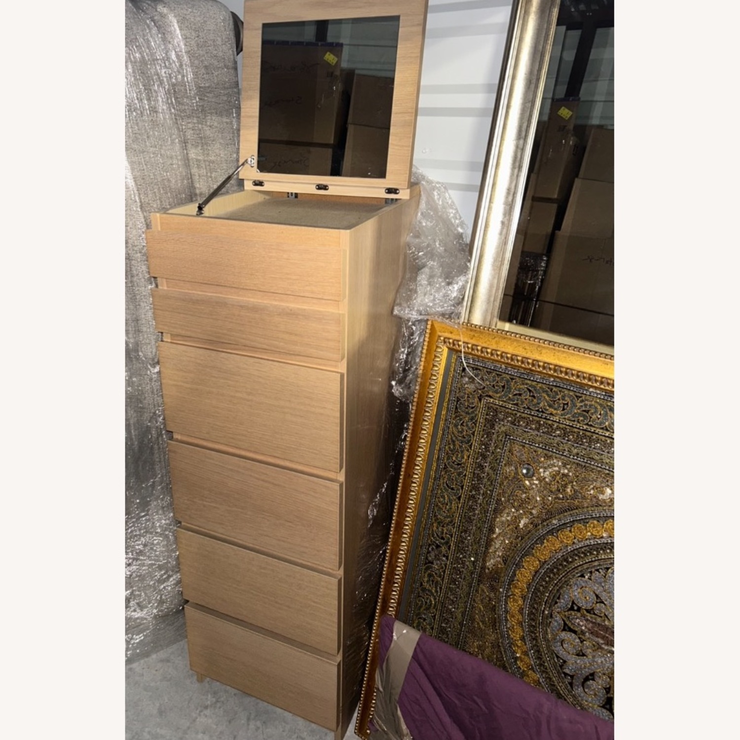 IKEA Malm Dresser W Vanity Mirror - image-4