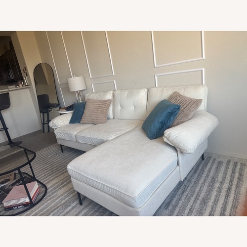 Used White Fabric 2 Piece Sectional for sale on AptDeco