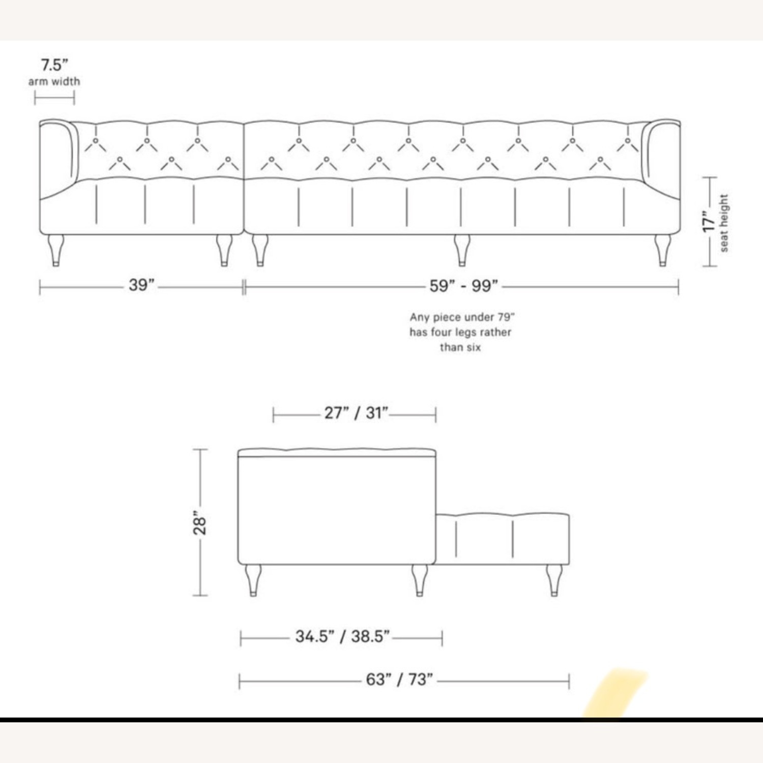 Interior Define Ms Chesterfield Velvet Sofa  - image-10