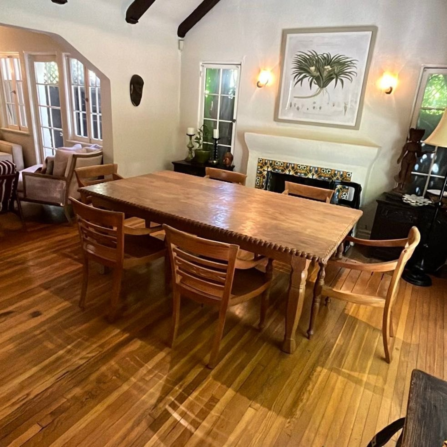 Hand Carved Antique Indonesian Teak Dining Set	 - image-3
