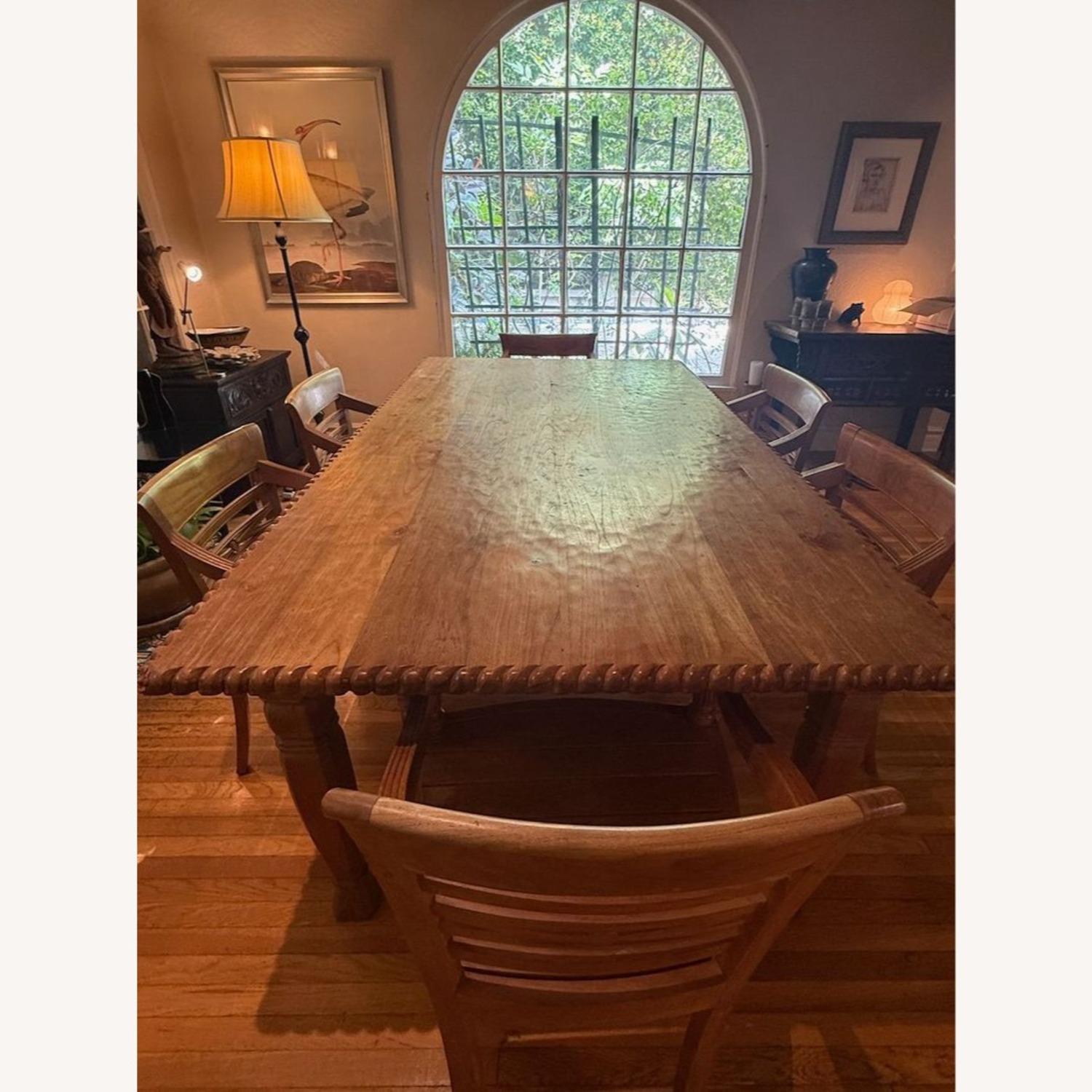 Hand Carved Antique Indonesian Teak Dining Set	 - image-5