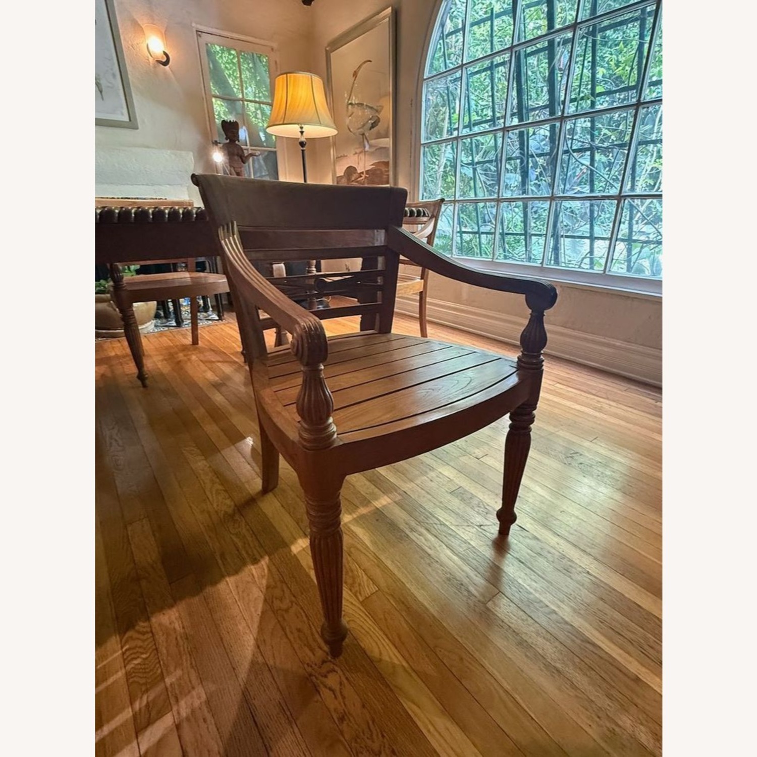 Hand Carved Antique Indonesian Teak Dining Set	 - image-4
