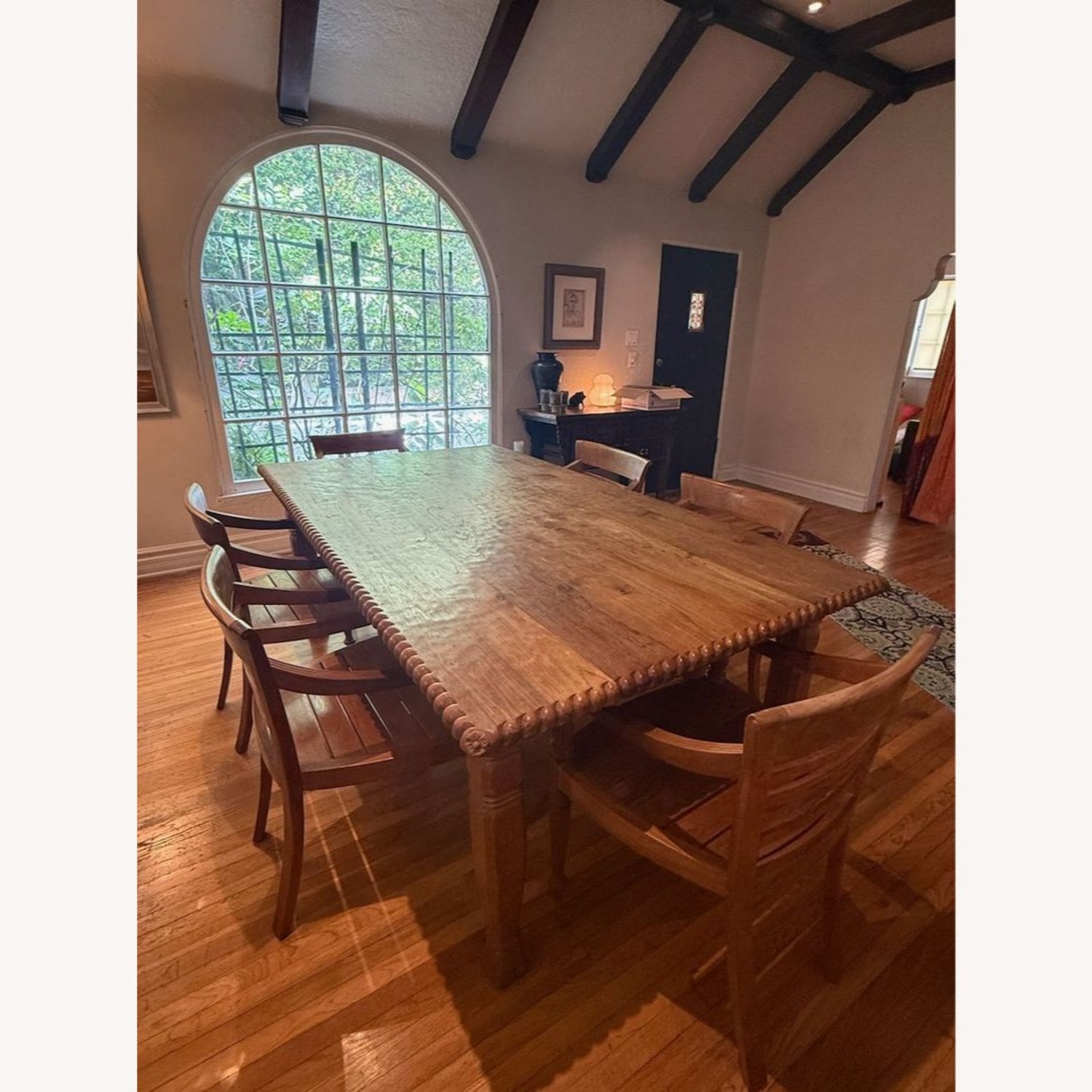 Hand Carved Antique Indonesian Teak Dining Set	 - image-7
