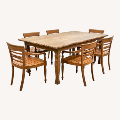 Used Hand Carved Antique Indonesian Teak Dining Set	 for sale on AptDeco