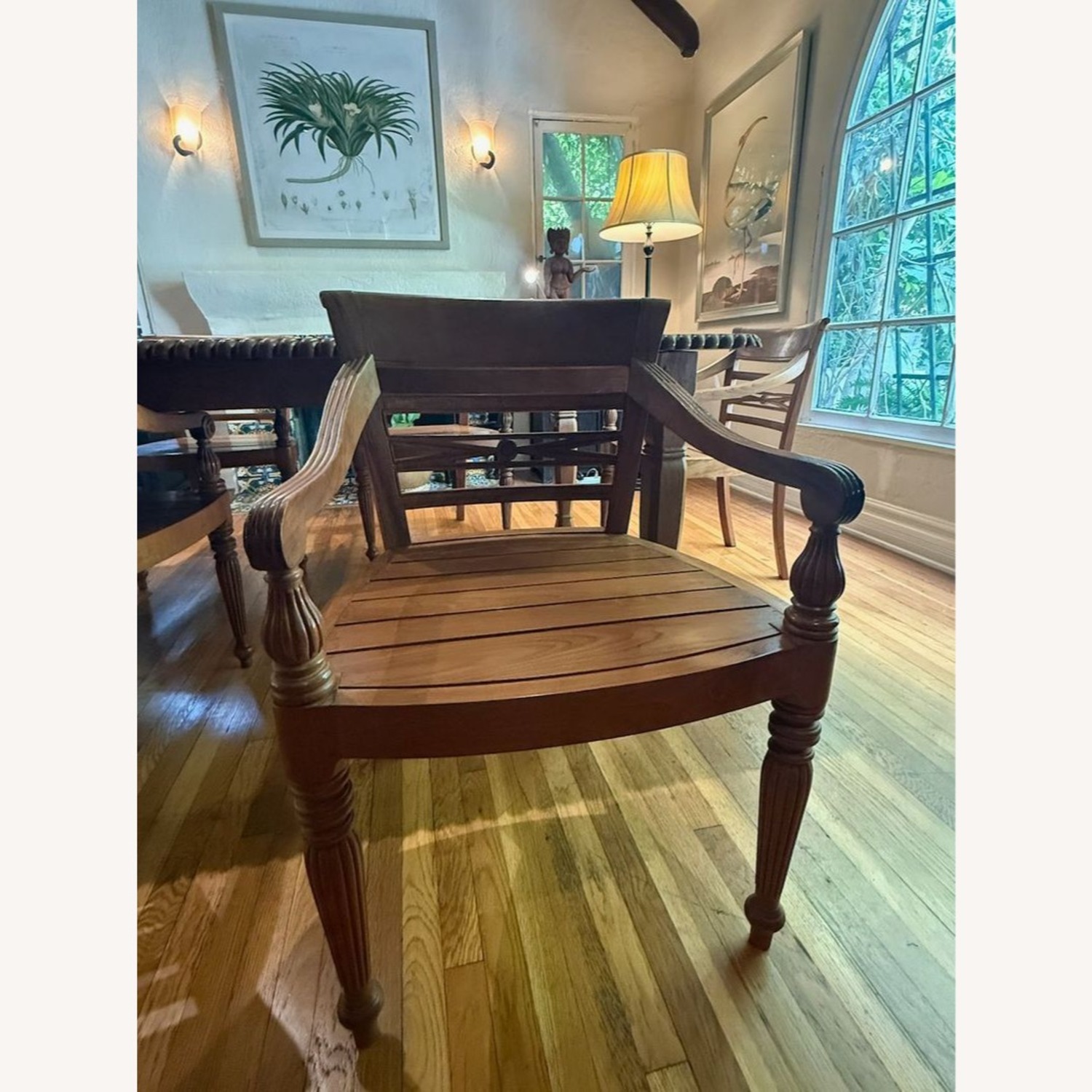 Hand Carved Antique Indonesian Teak Dining Set	 - image-6