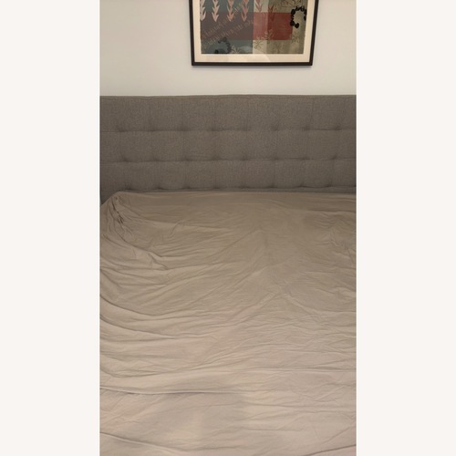 Used West Elm Light Gray Emmett Tufted Bed - Wood Legs for sale on AptDeco