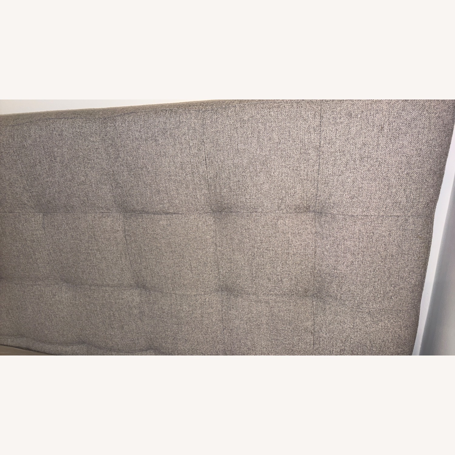 West Elm Light Gray Emmett Tufted Bed - Wood Legs - image-3