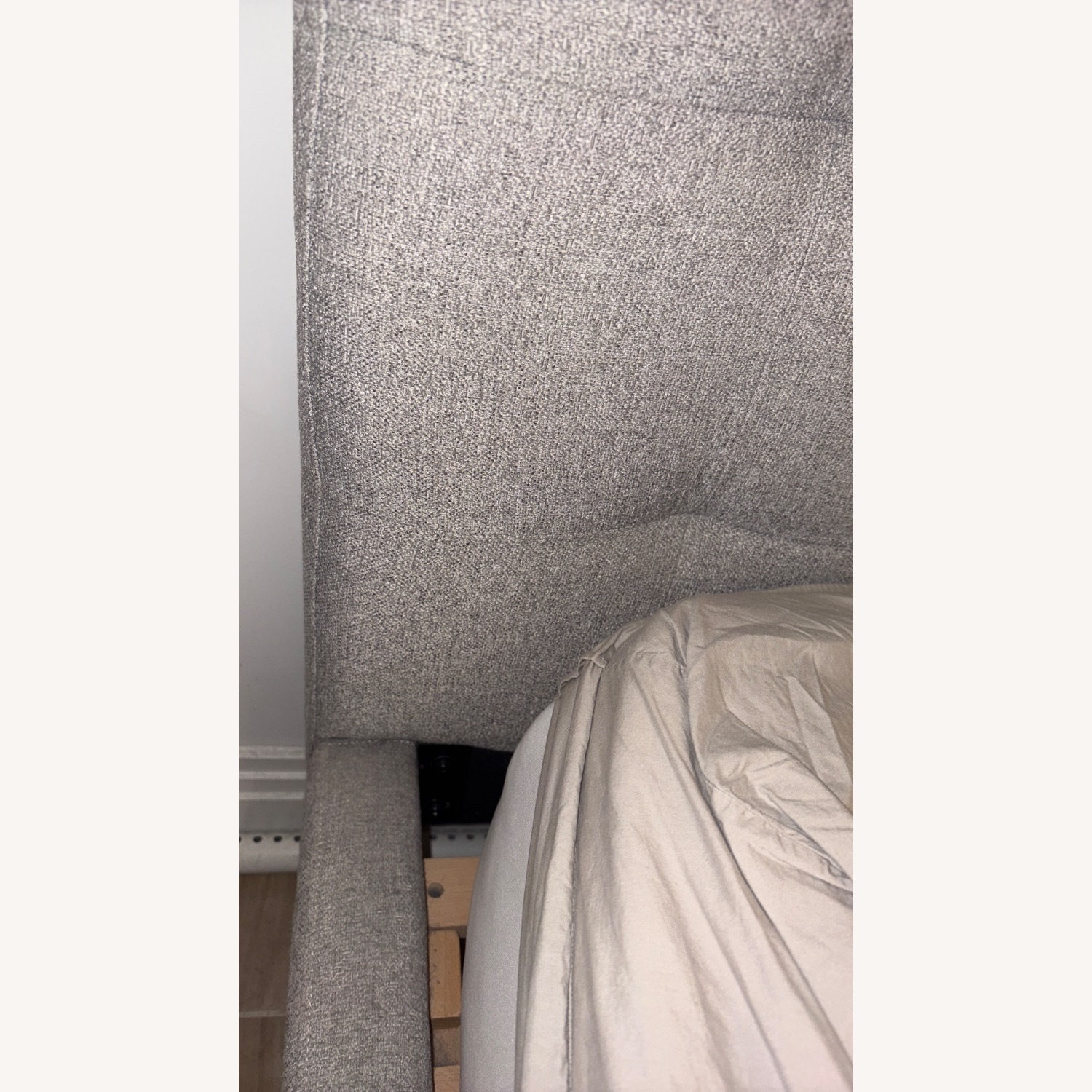 West Elm Light Gray Emmett Tufted Bed - Wood Legs - image-5