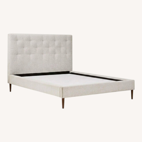 Used West Elm Light Gray Emmett Tufted Bed - Wood Legs for sale on AptDeco