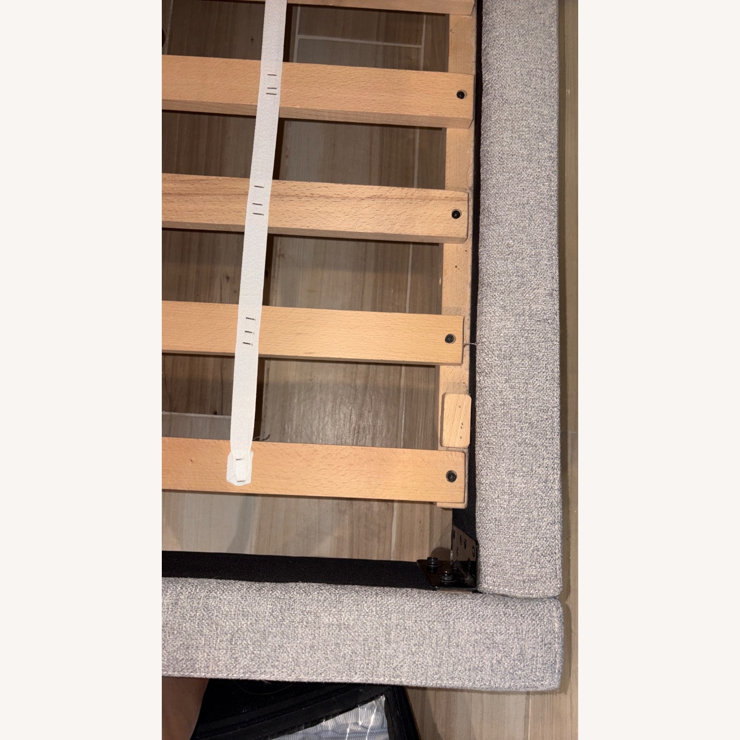 West Elm Light Gray Emmett Tufted Bed - Wood Legs - image-2
