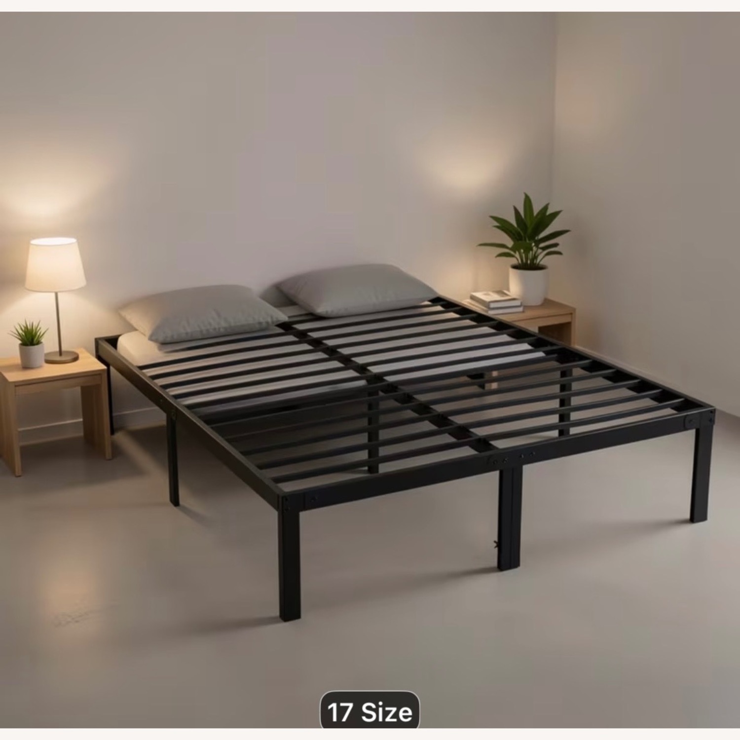 Black Metal Queen Bed - image-2