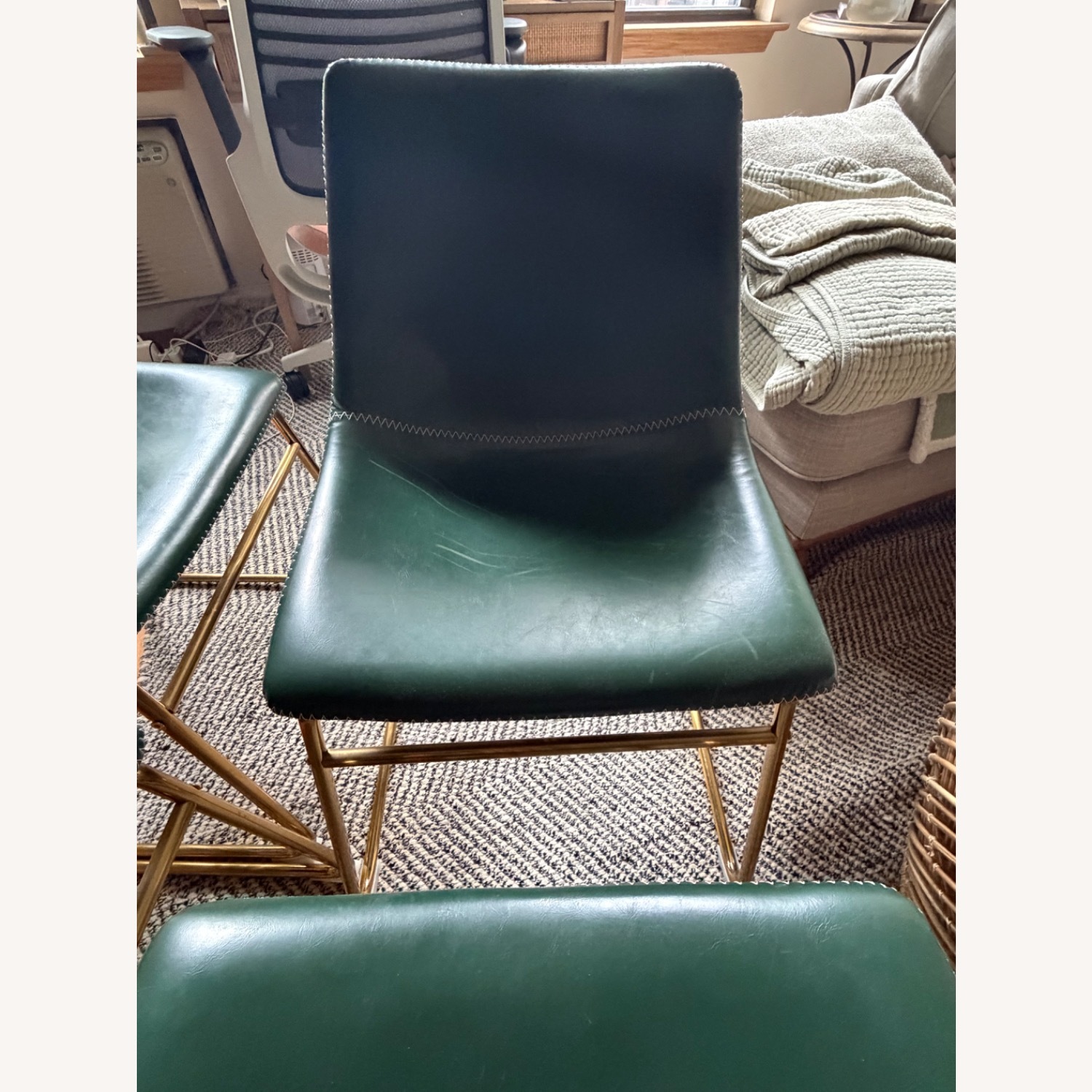 Wayfair Nia Green Leather Dining Chairs - image-7