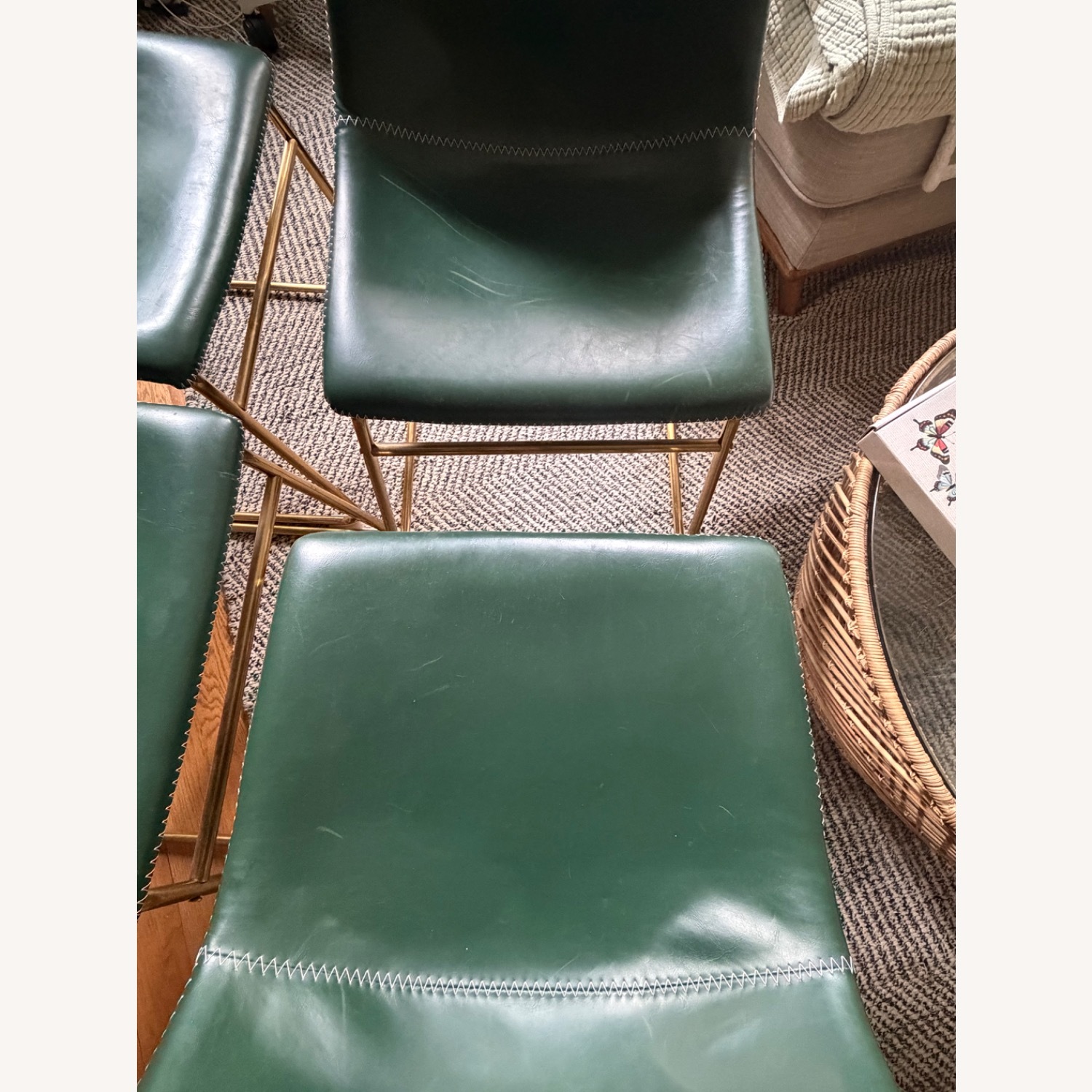 Wayfair Nia Green Leather Dining Chairs - image-9