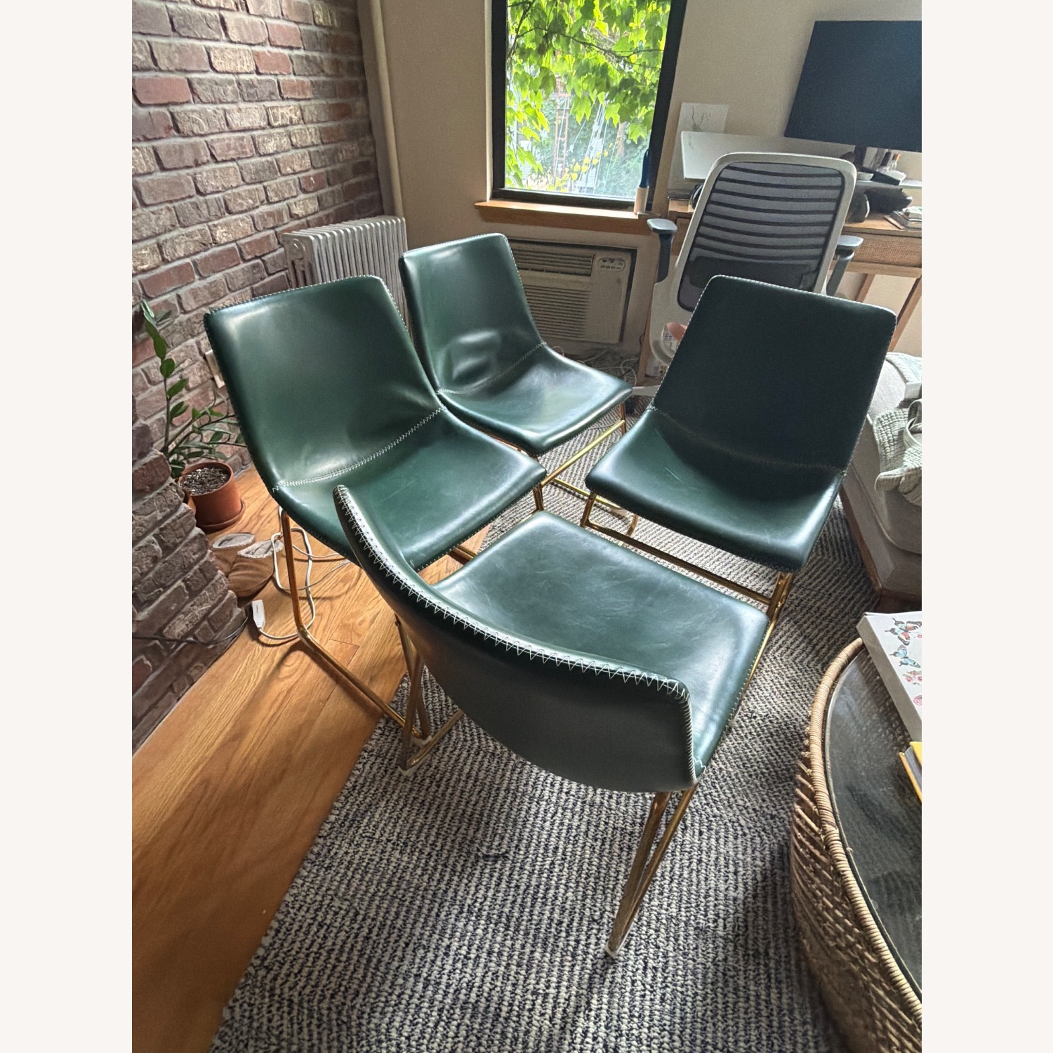Wayfair Nia Green Leather Dining Chairs - image-4