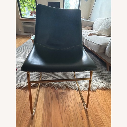 Used Wayfair Nia Green Leather Dining Chairs for sale on AptDeco