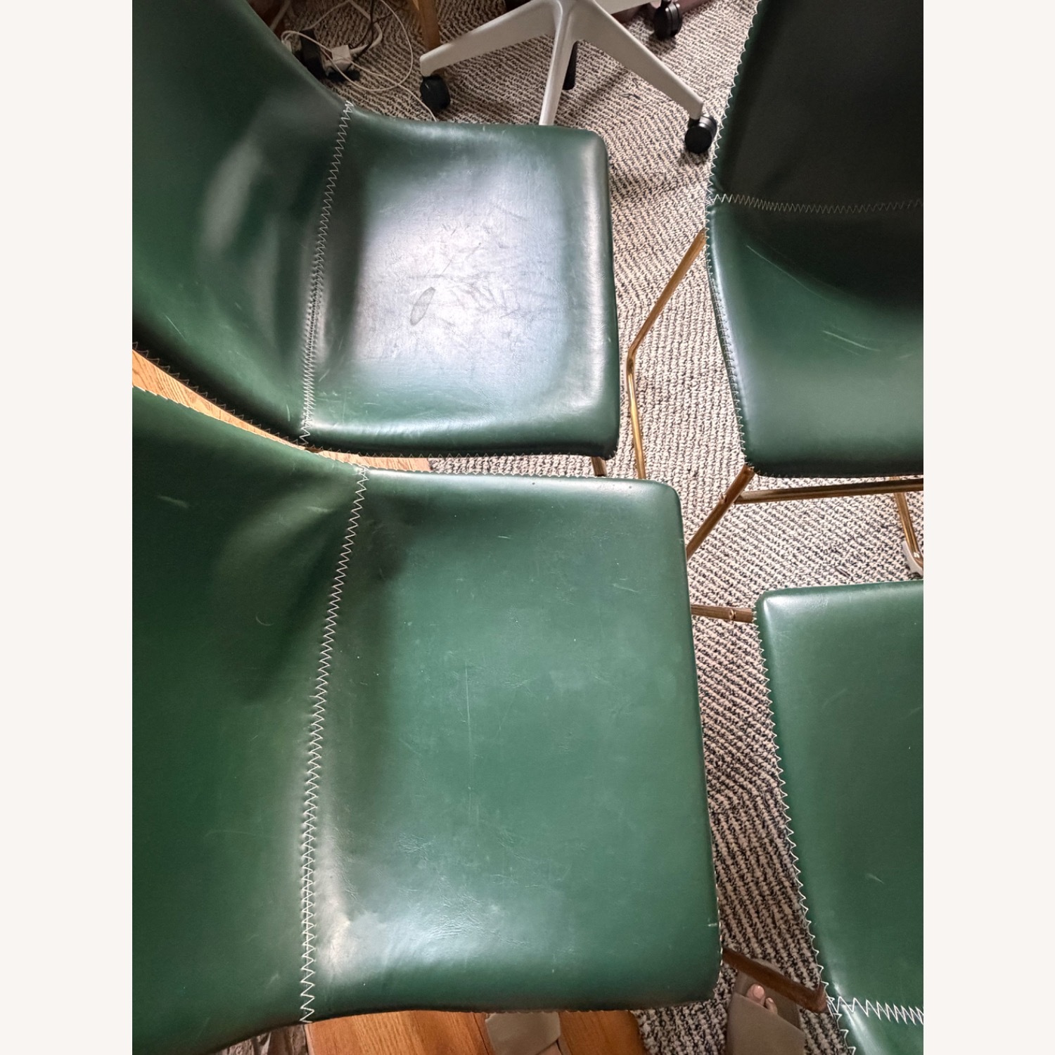 Wayfair Nia Green Leather Dining Chairs - image-8