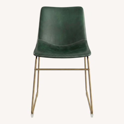 Used Wayfair Nia Green Leather Dining Chairs for sale on AptDeco