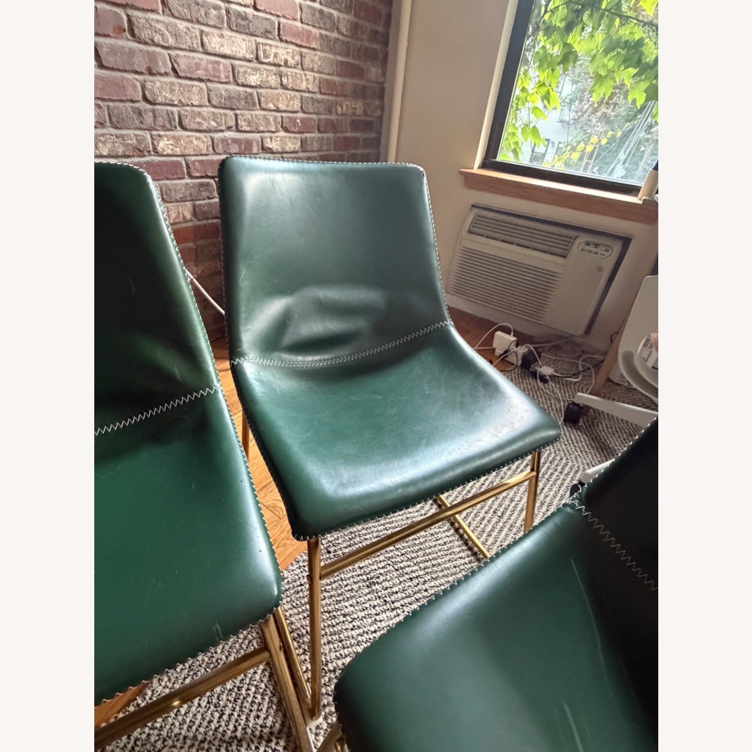 Wayfair Nia Green Leather Dining Chairs - image-6