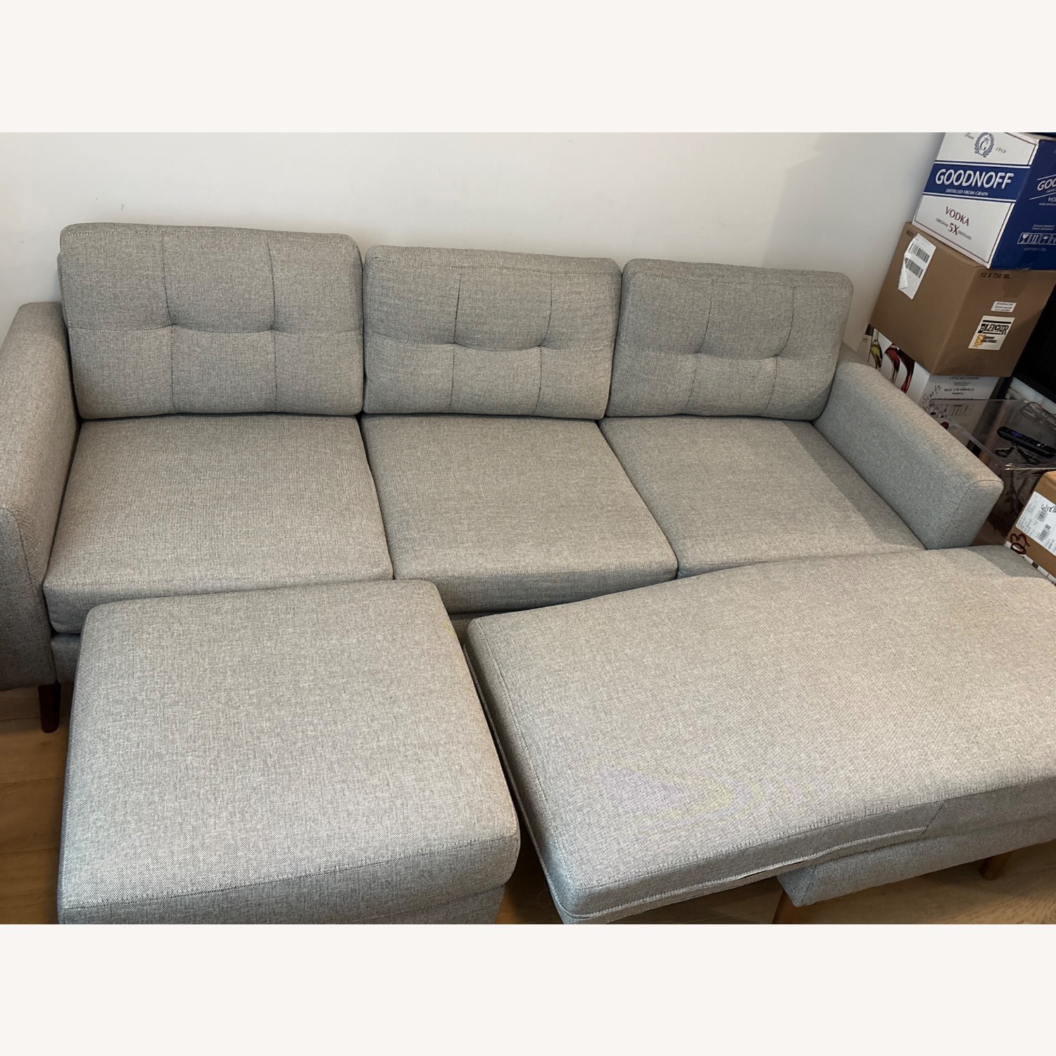 Burrow Nomad Light Gray Fabric 3+ Piece Sectional - image-13