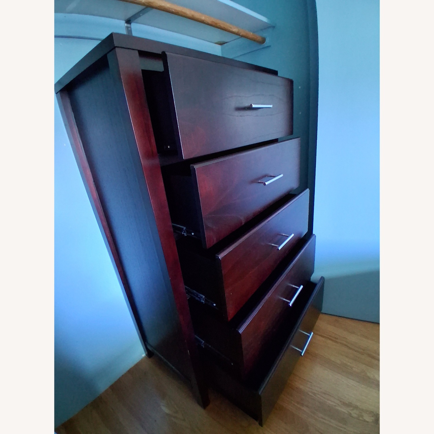 Nevis Dark Brown Wood 5-Drawer Chest Espresso - image-3