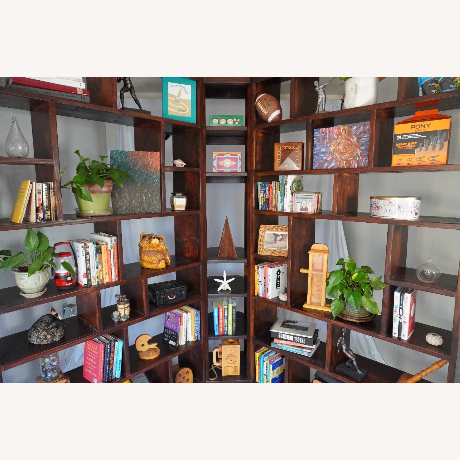 Hickory Stained Solid 3-Piece Corner Bookcase Set - image-4