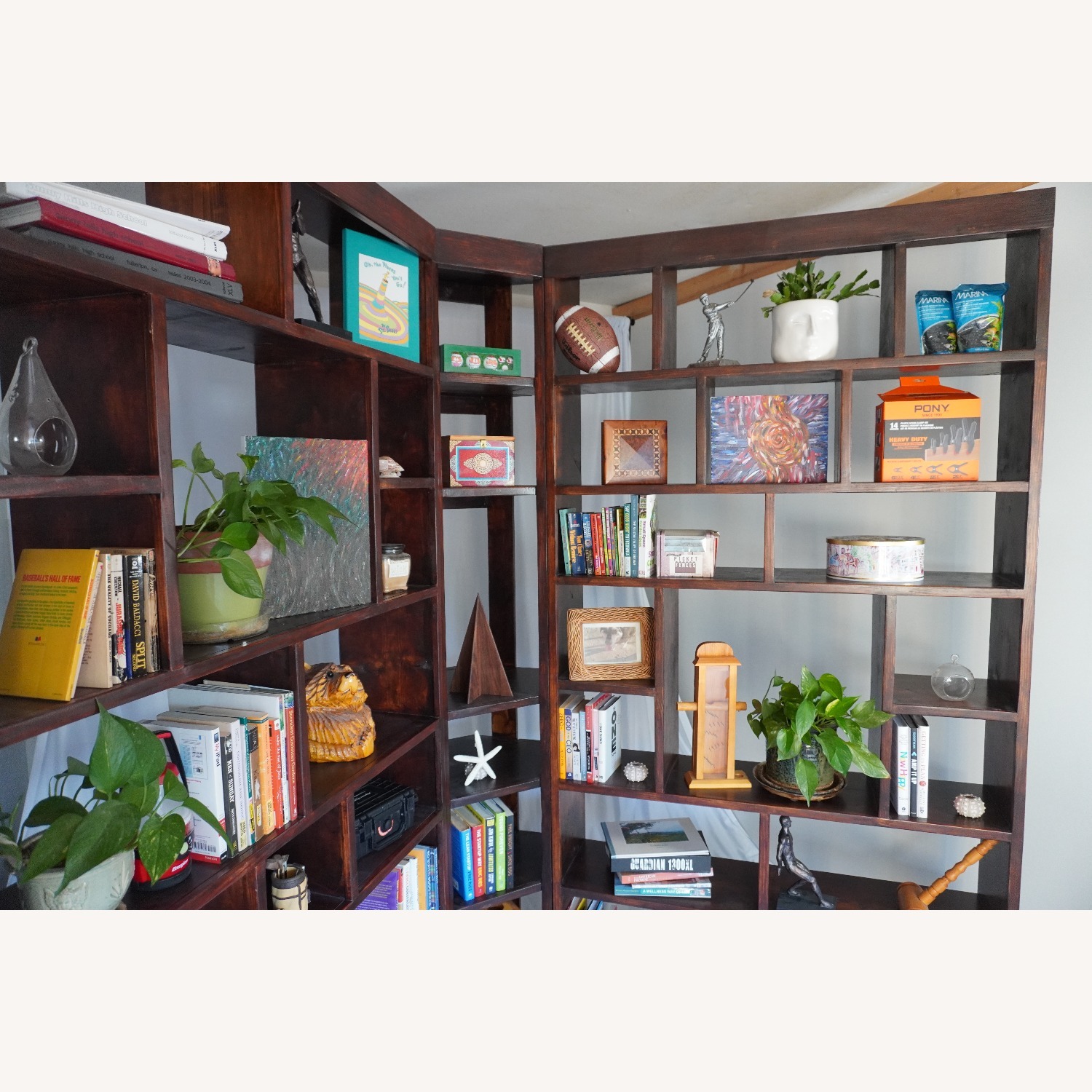 Hickory Stained Solid 3-Piece Corner Bookcase Set - image-8