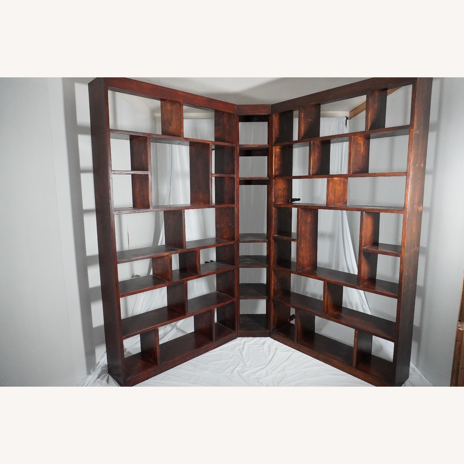 Hickory Stained Solid 3-Piece Corner Bookcase Set - image-12