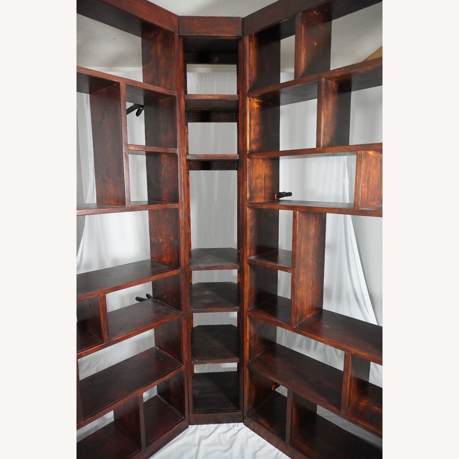 Hickory Stained Solid 3-Piece Corner Bookcase Set - image-15