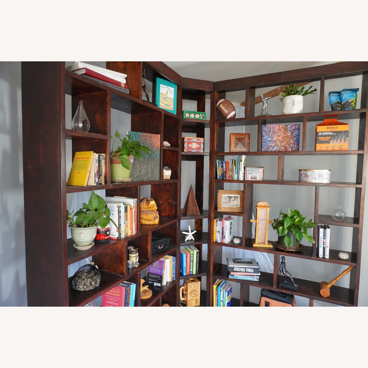 Hickory Stained Solid 3-Piece Corner Bookcase Set - image-5
