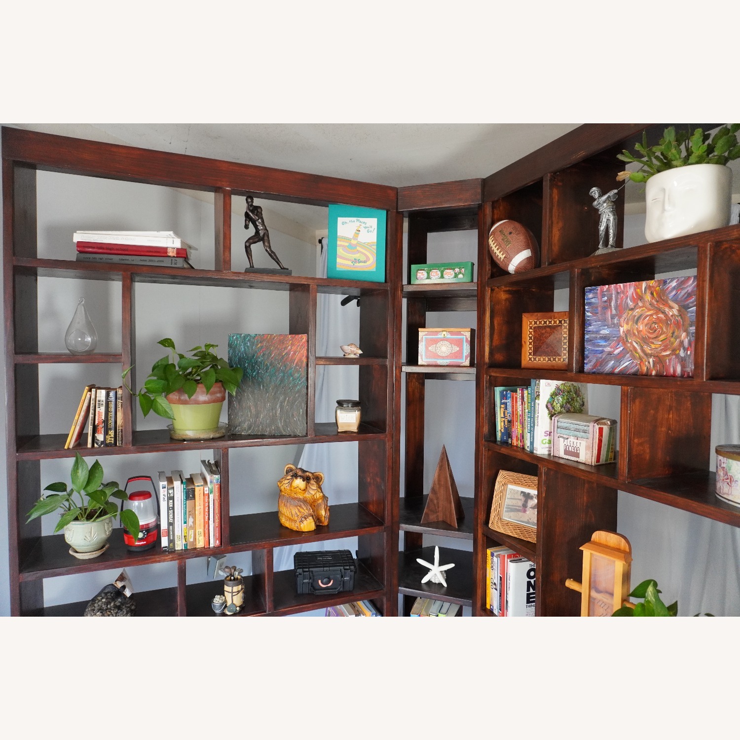 Hickory Stained Solid 3-Piece Corner Bookcase Set - image-7