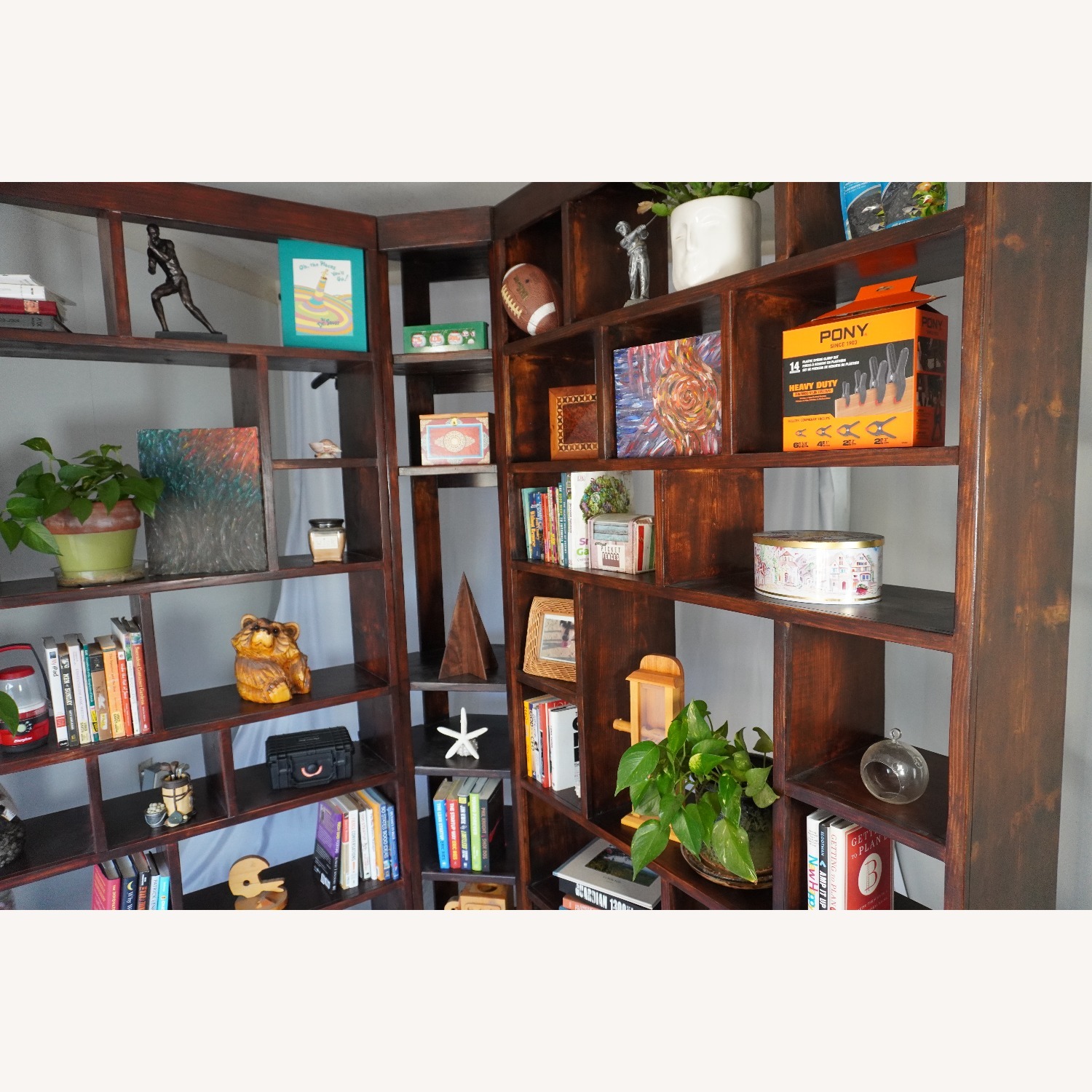 Hickory Stained Solid 3-Piece Corner Bookcase Set - image-6