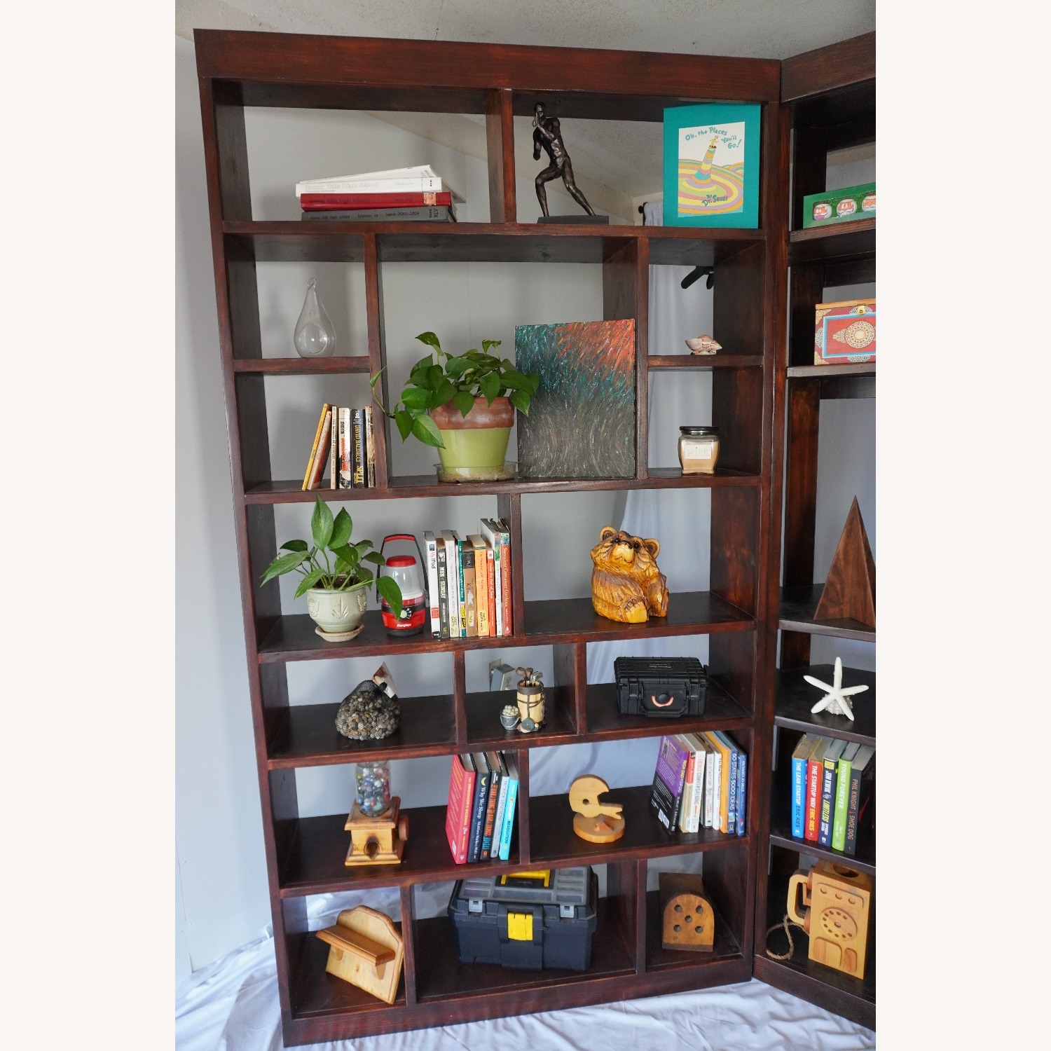 Hickory Stained Solid 3-Piece Corner Bookcase Set - image-10