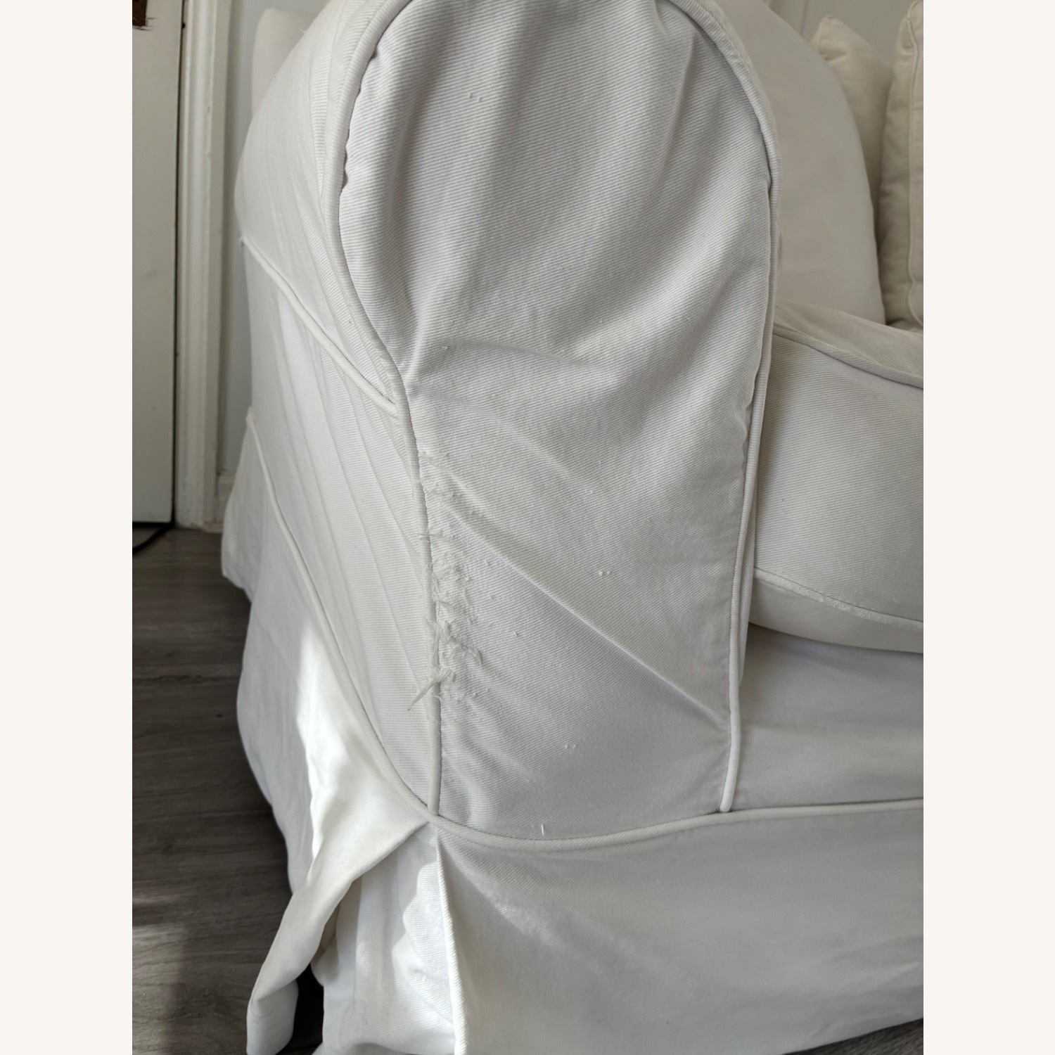 Shabby Chic White Fabric 2 Seater Sofa - image-7