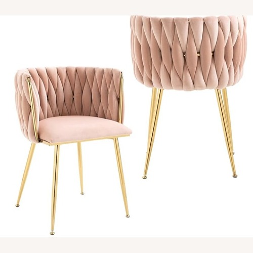 Used Amazon Nioiikit Pink Velvet Dining Chair for sale on AptDeco