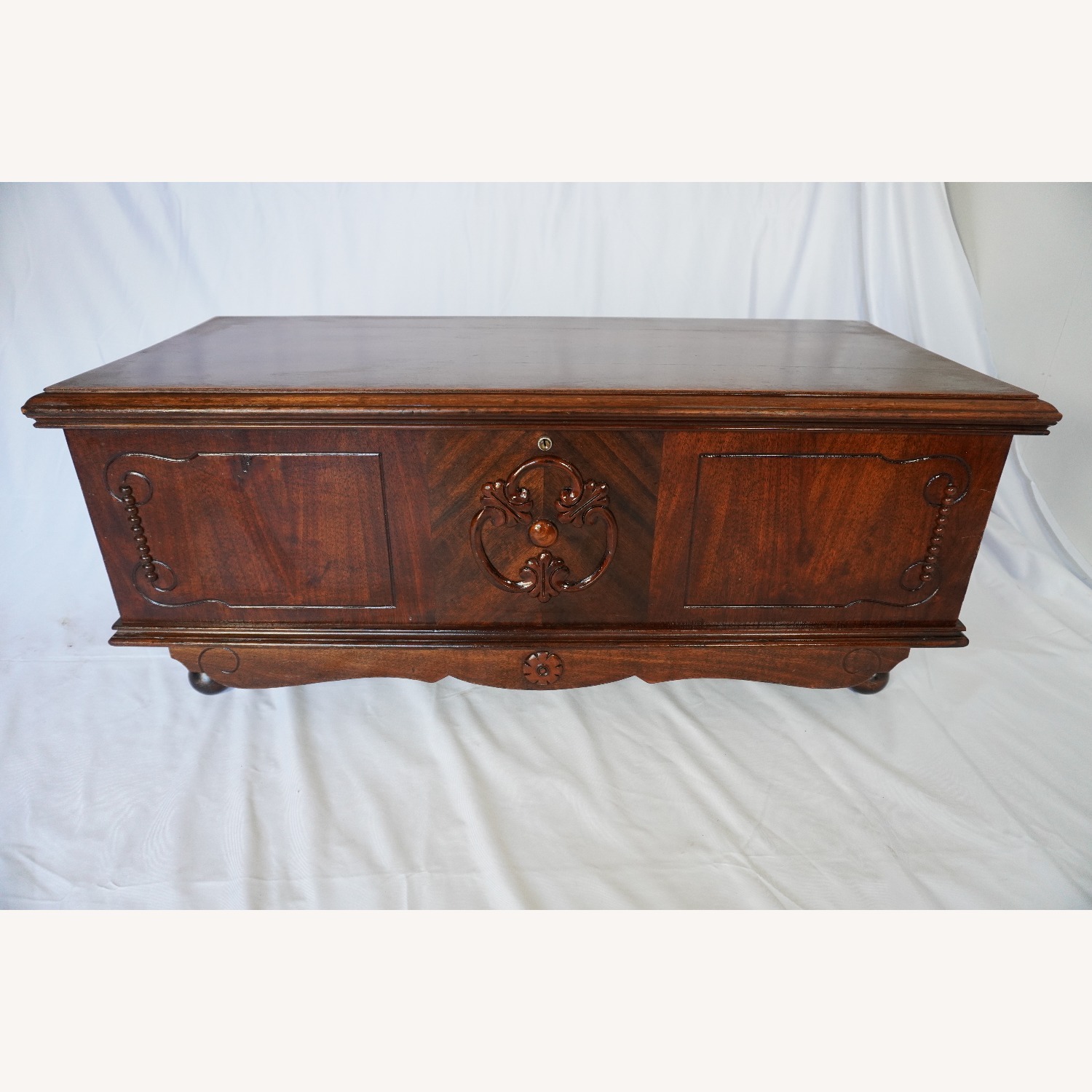 Vintage Cedar Lined Hope Chest Solid Storage Trunk - image-1