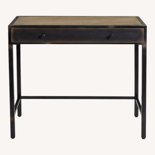 Used Pottery Barn Flynn 36" Metal Writing Desk with Drawer, Black for sale on AptDeco