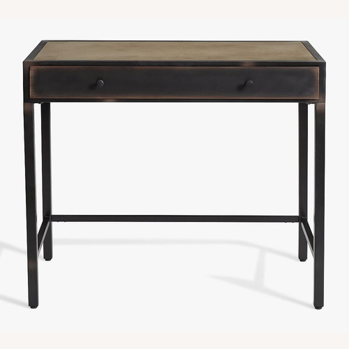 Used Pottery Barn Flynn 36" Metal Writing Desk with Drawer, Black for sale on AptDeco