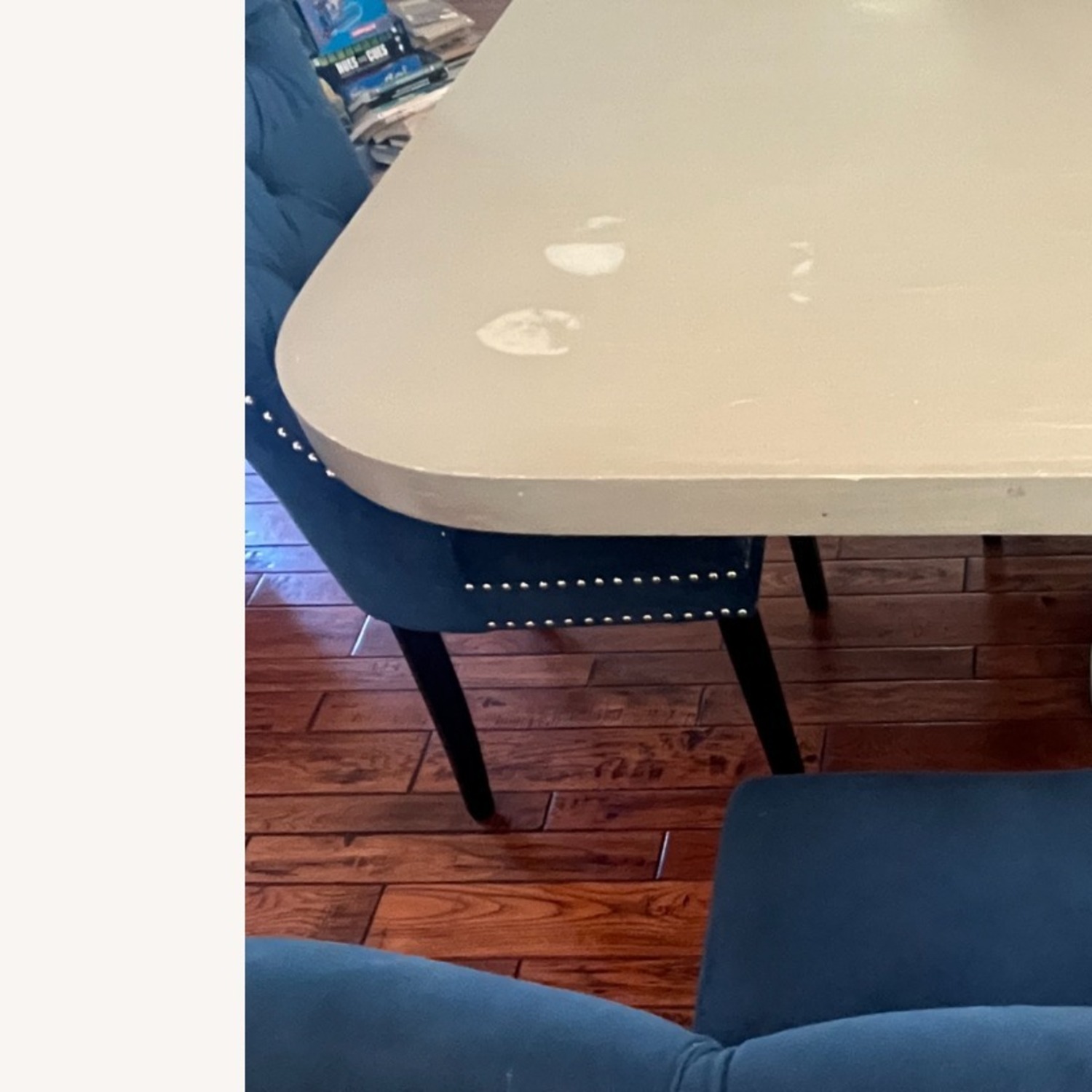 Custom Made Light Gray Wood Dining Table - image-5