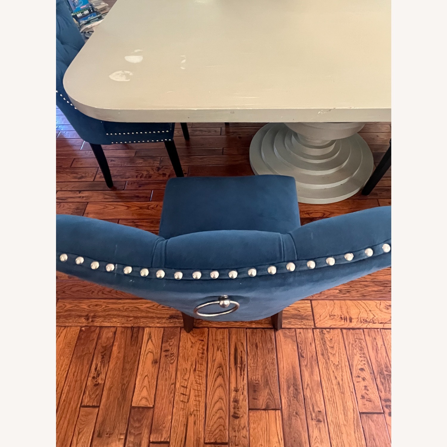 Custom Made Light Gray Wood Dining Table - image-9
