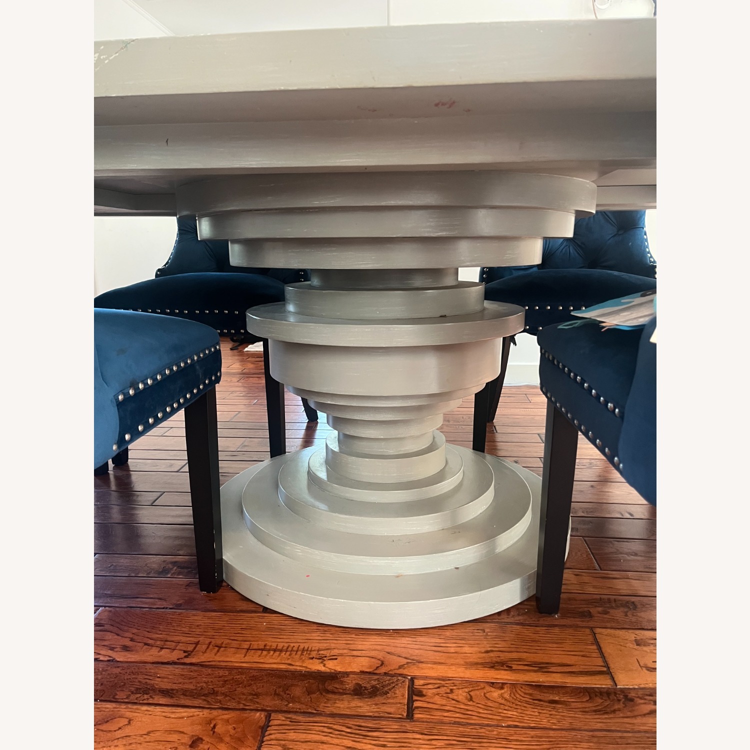Custom Made Light Gray Wood Dining Table - image-6