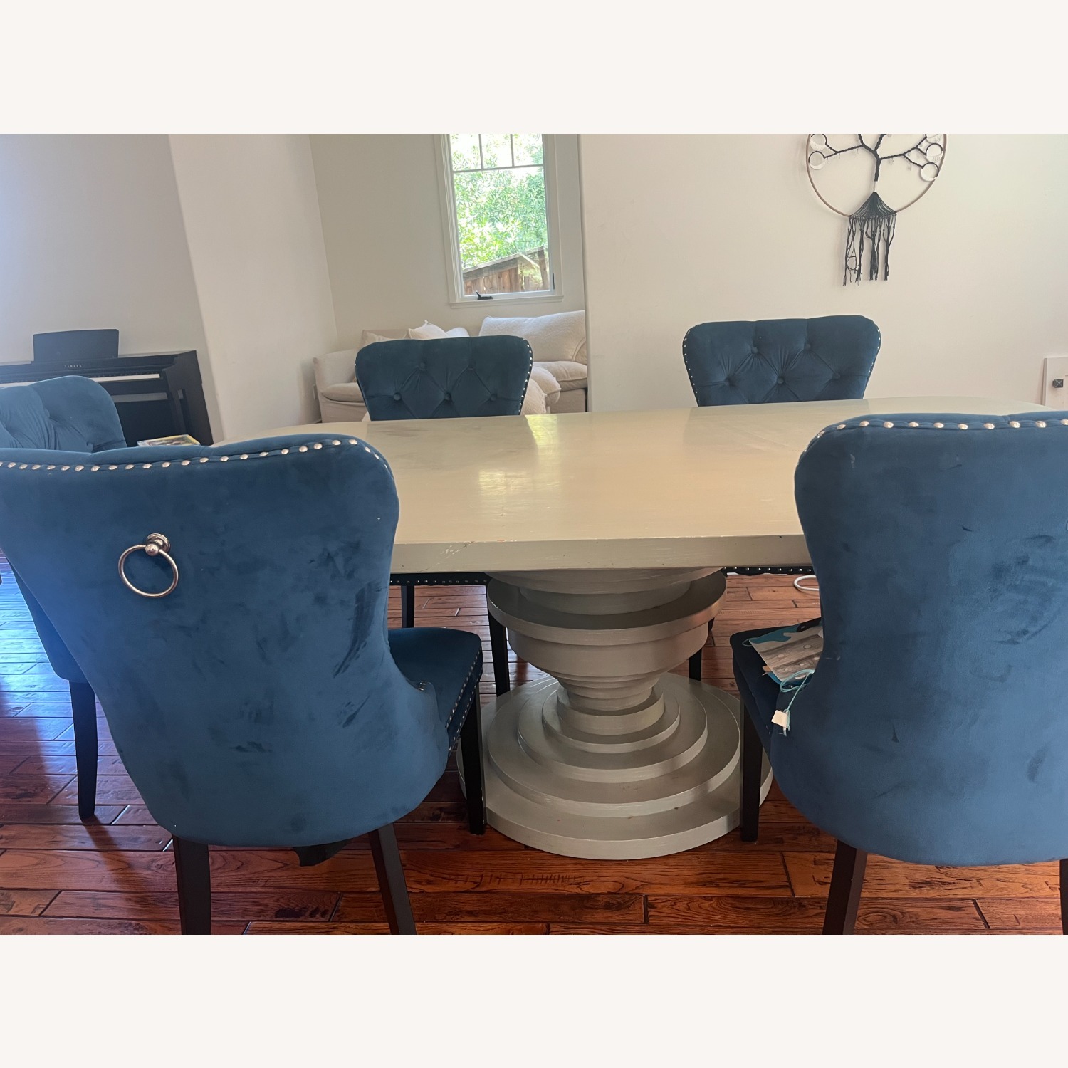 Custom Made Light Gray Wood Dining Table - image-3